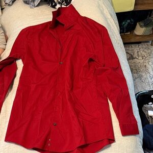 JF J.Ferrar Bold Red Dress Shirt